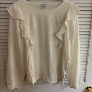 J. Crew Cream Ruffle Sleeve Blouse
